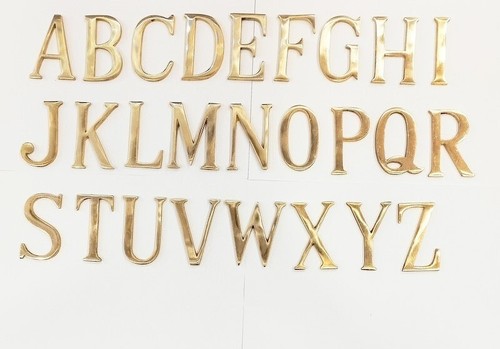 75MM (3Inch) Brass Home 26 Brass Polish Gold Alphabet Letters AtoZ Wall Mounted - Picture 3 of 57