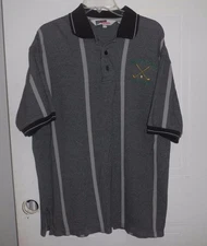 Mens Nologo Tonix polo shirt size Large, Golf Classic, black/gray striped #994
