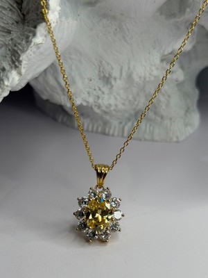Stauer 925 Sterling Silber Halskette vergoldet gelb & weiß cz Blume
