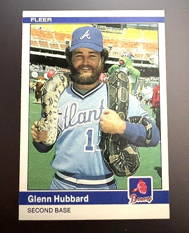 1984 Fleer #182 Glenn Hubbard Snake Card - MINT+
