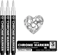 3Pcs Chrome Paint Markers, Silver Permanent 1 Count (Pack of 3), 