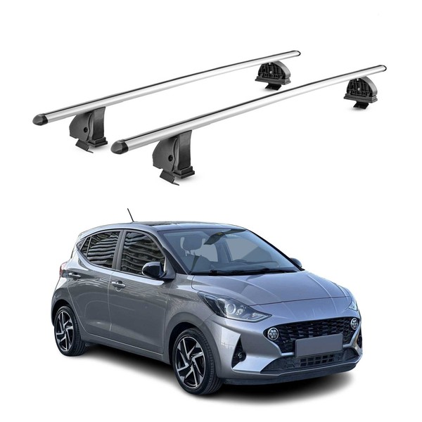 Alu DachträGer FüR Hyundai I10 III SchräGheck 2020-2026 TÜV T-Nut 2Tlg Silber-image
