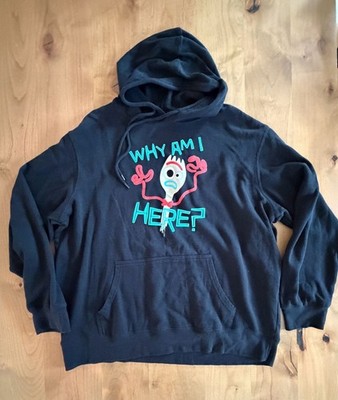 Disney Pixar Toy Story 4 Forky 'Why Am I Here?' Black Fleece Hoodie XL