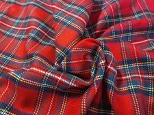 100 COTTON BRUSHED TWILL TARTAN PLAID RED/BLUE/WHITE 18"x 30" DOLL FABRIC