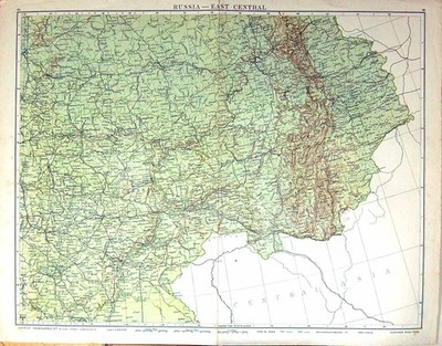Antique Print Large Rare Colour Map East Central Russia Kazan Samara Sarato