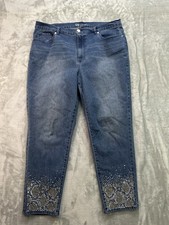 DG2 by Diane Gilman Jeans Womens Plus Sz 18WT Blue Skinny Studded Stretch