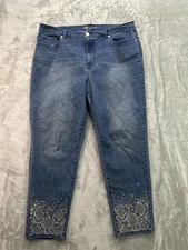 DG2 by Diane Gilman Jeans Womens Plus Sz 18WT Blue Skinny Studded Stretch