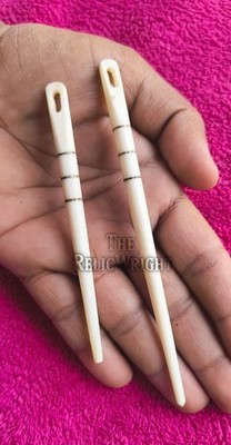 Premium Bone Nålbinding  Needle with Brass Decoration   Handmade Viking Needle |