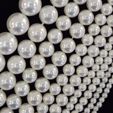 White Shell Pearl Round Beads 15" Strand 3mm 4mm 6mm 8mm 10mm 12mm 14mm
