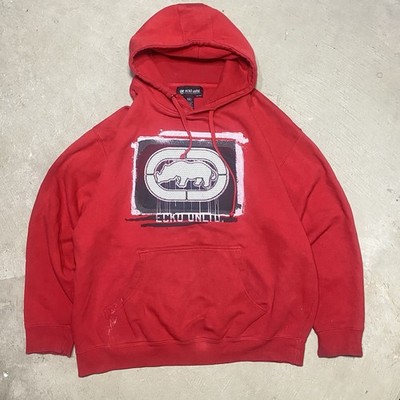 Vintage Ecko UNLTD Mens XXL Red Pullover Hoodie Logo Hip-Hop Skater 90s Y2K