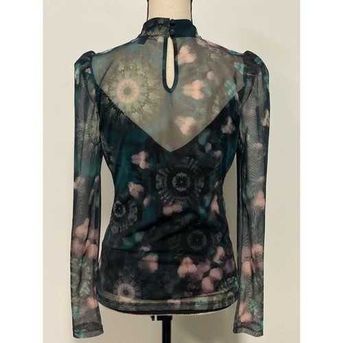 INC International Concepts Sheer Overlay Blouse Green Size S - Picture 5 of 6