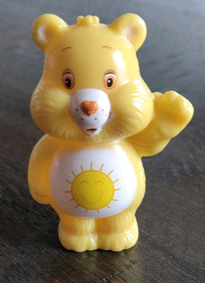 Vtg 80s TCFC Sunshine Care Bear Rainbow Yellow Pencil Cake Topper Figure 2.5''