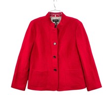 Talbots Wool Blend Blazer Women 14 Red Jacket Preppy Business Office Career 90's