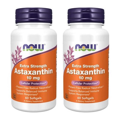 NOW Foods Astaxanthin 10mg 60 SoftGels (2 Pack) 30 Count (Pack of 2)