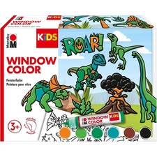 MARABU Window Color 6er Set Kinder Fenster Malfarben DINOSAURIER Dinos neu