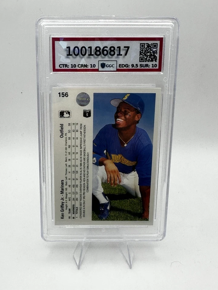 1990 cubierta superior #156 Ken Griffey Jr sin derechos de autor error clasificación GGC gema como nueva 10 Foto 2 de 2