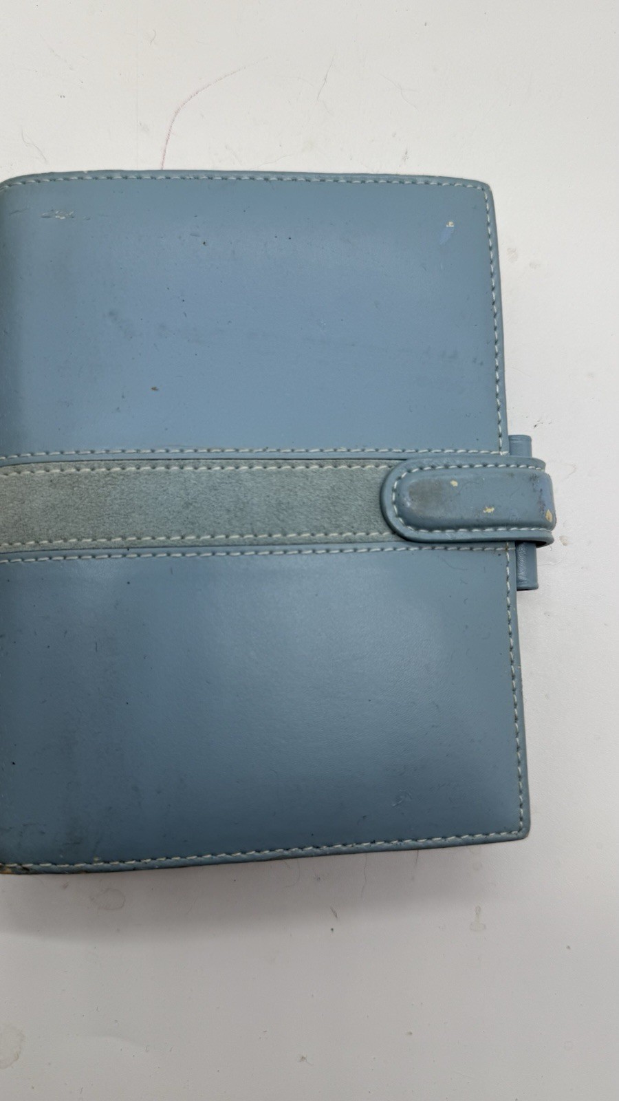 Rare Filofax Piazza Pocket Powder Blue Leather Organizer Ring Planner