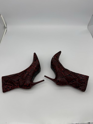 Botines Calcetín de Piel de Serpiente Rojo Mango Botas Punta Tacón Talla 8 - Imagen 5 de 8