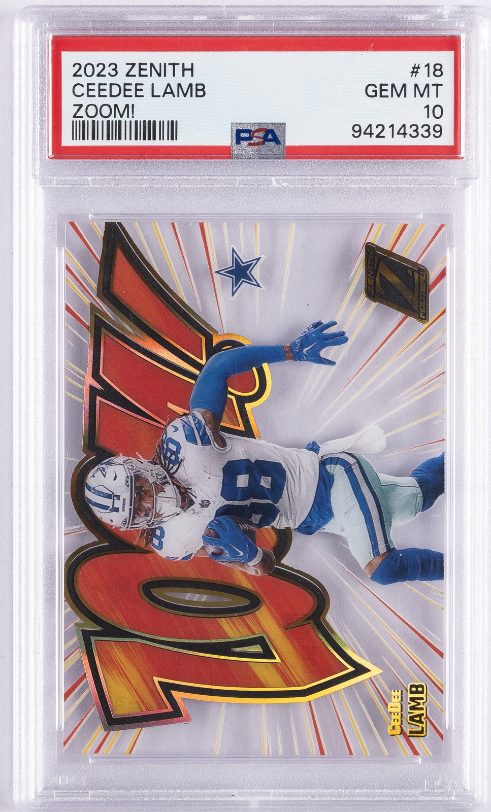 2023 PANINI ZENITH ZOOM! #18 CEEDEE LAMB PSA 10