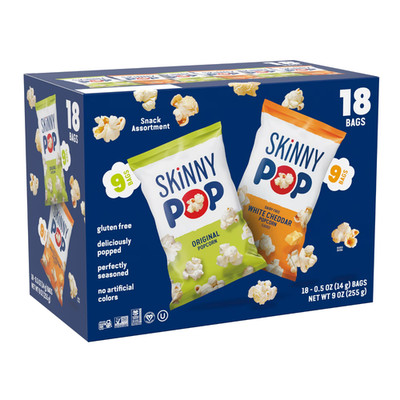 SkinnyPop Gluten-Free Original and White Cheddar Popcorn Variety Pack, 0.5 ozVie