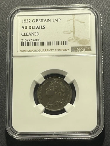 Great Britain 1822 Farthing Coin: NGC AU Details