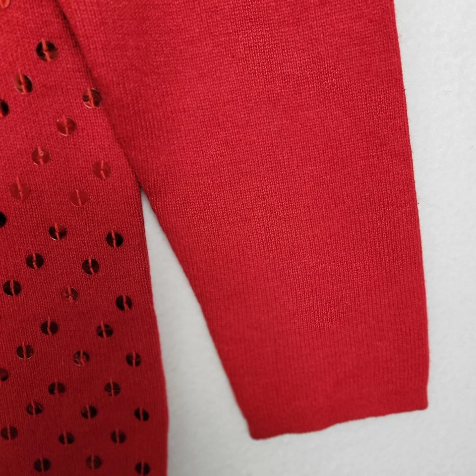 Suéter Tejido Lentejuelas Mezcla Seda Angora Rojo Jaclyn Smith Años 90 De Colección L Vacaciones Elegante Foto 4 de 4