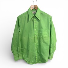 Vintage Towncraft Shirt Mens Mod Green Solid Button Down Penneys 60s Dagger