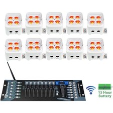  10 Rockville BEST PAR 50 Battery Wash Lights Wireless DMX Controller RGBWA UV