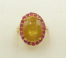 Saphir, Rubin - Ring,  Sterlingsilber 925,   Größe  57/18,1  vergoldet