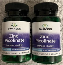 120 Cap Swanson Zinc Picolinate Body Preferred Form 22 mg Immune Prostate Health