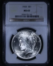 1925 Peace Dollar - $1 NGC MS65 - Flashy And Bright Coin!