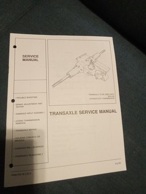 Hydro Transaxle  SERVICE MANUAL For Zero Turn Mowers