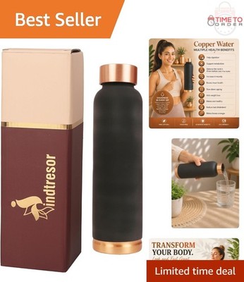 Pure Copper Water Bottle 34 OZ Leak Proof Handcrafted Ayurvedic Health