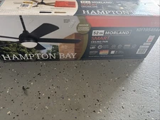 Hampton Bay Morland 52" Smart Matte Black Indoor Outdoor Ceiling Fan LED Remote