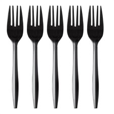 100 Plastic Forks Black Medium Weight  Plastic Cutlery Disposable Forks