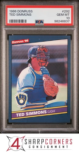 1986 DONRUSS #292 TED SIMMONS BREWERS HOF PSA 10