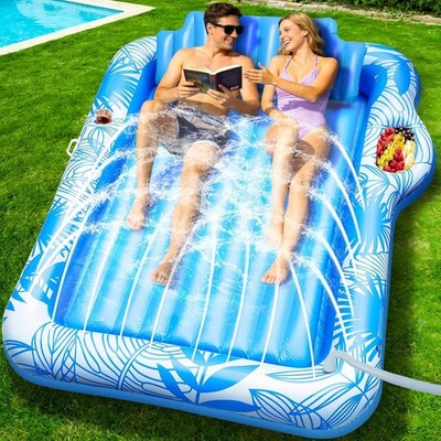 83 x 63 extra große aufblasbare Sonnenbecken Schwimmerliege mit Sprinkler Pool