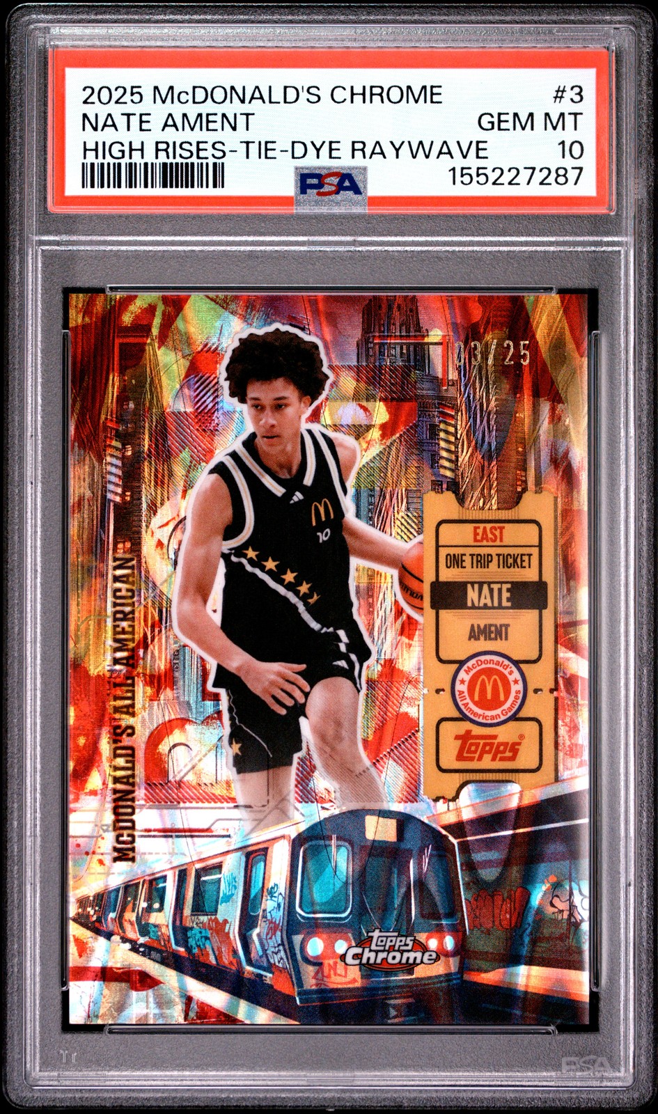 2025 TOPPS CHROME MCDONALD'S ALL AMERICAN HIGH RISES #3 NATE AMENT 3/25 PSA 10
