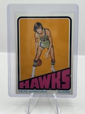 Pete Maravich 1972-73 Topps 5 Atlanta Hawks - Iight Corneredge Wear Pete Maravich 1972-73 Topps 5 Atlanta Hawks - Iight Corneredge Wear