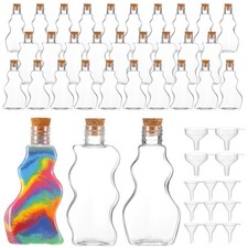 30 PCS 2.5 oz Plastic Sand Art Bottles Lids 3 Styles Clear Containers Crafts
