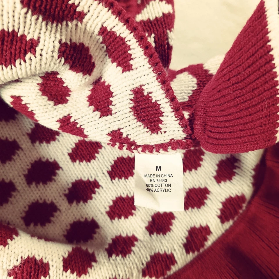 Suéter FrouFrou Rojo Arándano Tejido con Volantes Perro con Flores de Ganchillo, Med Foto 4 de 4