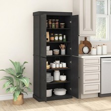 Modern 4-Door Freestanding Storage Cabinet with 2 Adjustable Shelves