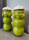 Vintage Pair USSR Green Character Containers Soviet Plastic Kitchen Decor 1980s