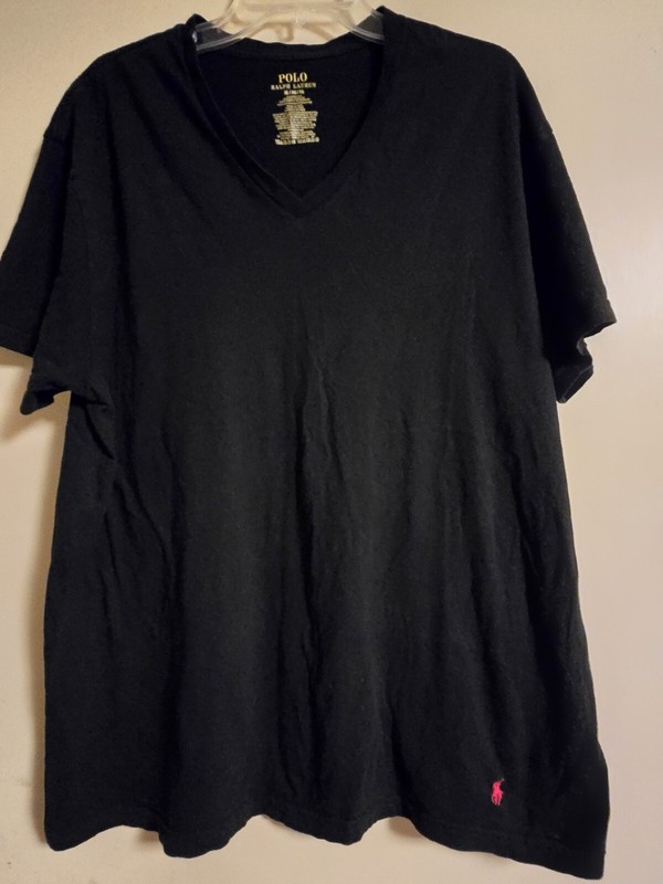 AUTHENTIC Polo Ralph Lauren T-Shirt XL Black Designer V-neck logo top