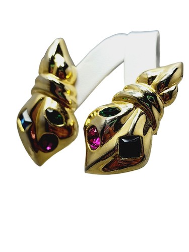 Vintage 80er Jahre Glas Strass Clip Ohrringe (A1747) - Bild 2 von 5