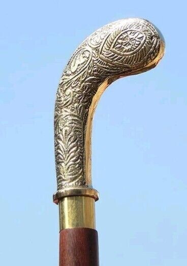 Solid Brass Walking Stick Cane Handle Traditional… - image 1