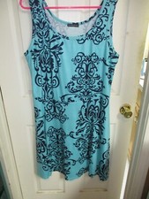 Fensace Floral Print Skater Dress With w/ Blue Florals Knit Size XXL