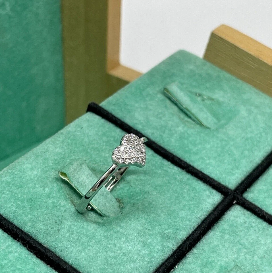 Anello femminile argento 925,cuore brillante zirconi naturali,misura 14 Italiana - Immagine 3 di 4