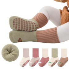 3 Pairs Baby Toddle Boys Girl's Anti-Slip Grips Thicken Floor Walking Socks 0-5Y