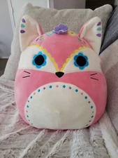 Squishmallow 12" Peyton Fox Sugar Skull Day of the Dead Plush Like New  Kellytoy
